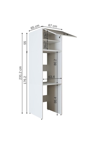 Banyo Dolabı 231,2 X 67 Cm Çamaşır Ve Kurutma Makinesi Dolabı Byz Mat Beyaz
