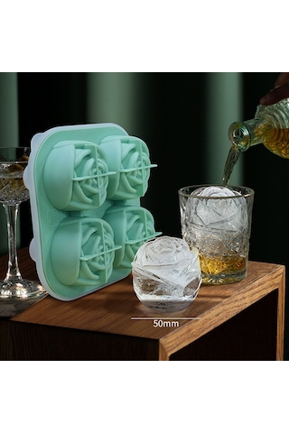 Hangfox Siyah Gül Şeklinde 4'lü Silikon Buz Kalıbı - Evde Whisky İçin Pratik Buzluk, Dıy Buz Çekirdekleri Yapımı Çok Renkli