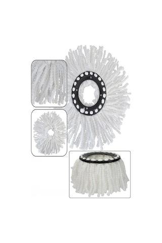 Lider 2 Adet 360 Döner Yuvarlak Mikrofiber Mop Paspas Yedek Ucu
