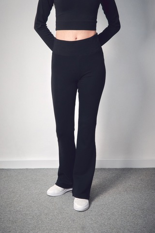 Fullamoda Beli Lastikli Yüksek Bel Flare Pantolon 25ygb650126130-siyah Siyah
