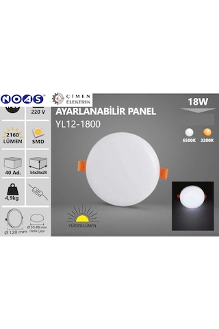 Noas Yl12 1800 18w Işık Sıva Altı Ayarlanabilir Led Spot 6500k Beyaz