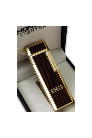 Promise Twiggy Siyah Gold Çizgili Metal Soft Flame Çakmak