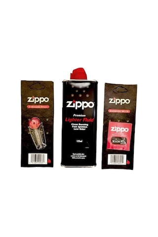 Zippo Çakmak Benzini Zippo Çakmak Taşı ve Fitil 3 Lü Set