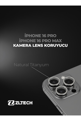 İphone 16pro/16promax Uyumlu Kamera Lens Koruyucu Natürel Titanyum