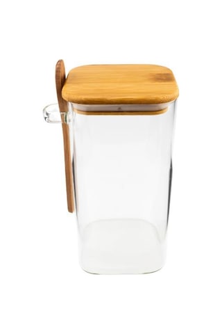 Bambum Spicy - Kaşıklı Cam Saklama Kabı 15cm Bambu