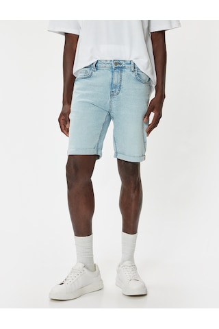 Koton Oversize Kot Şort Bermuda Cep Detaylı Pamuklu Açık İndigo 4sam40093nd Açık İndigo