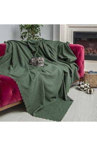 Kaymaz Koltuk Örtüsü Çift Taraflı Mikrofiber Şönil 175x350 Cm Xl- Yeşil Kedi Köpek Ve Çocuk Dostu Yeşil