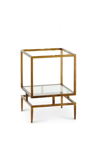 Olope Pirinç Eskitme Metal Kitaplık Çiçeklik Gümüşlük Duvar Rafı Yan Sehpa