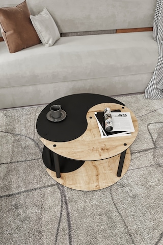 Yin Yang Unıty Serenıty Orta Sehpa 2 Li Safir Siyah 70 Cm Siyah