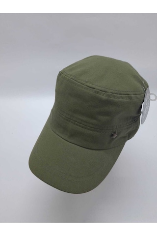 Kardelen Butik Denizli Kaliteli Vintage Askeri Tarz Metal Yıldızlı Şapka Unisex Haki Arkadan Ayarlanabilir Haki