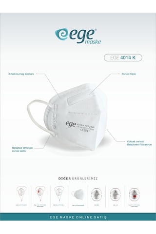 Ege Maske 4014- K FFP2 NR N95 50'li