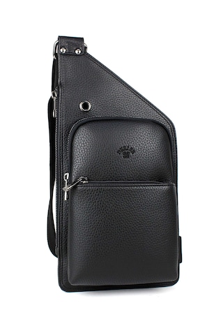 Erkek Siyah Kulaklık Çıkışlı Çapraz Askılı Göğüs Body Bag Çanta