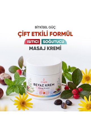 Synem Beyaz Krem Isıtıcı Ve Soğutucu Çift Etkili Masaj Kremi Arnika At Kestanesi Kafur Nane 100 Ml