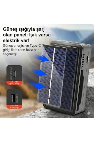 Güneş Enerjili Çoklu Pil Şarj Cihazı Ve Powerbank - 18650/26650 Uyumlu