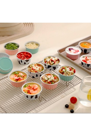 Yuntech01 Renkli Kapaklı Alüminyum Folyo Kase - Hava Fritözü Ve Fırın İçin Tek Kullanımlık/tekrar Kullanıma Uygun, Pembe, 100 Adet