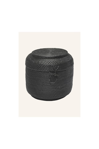 Aquanova Cıno Depolama Sepeti 8 L, Rattan, Kapaklı, 24 Cm Yükseklik, 33 Cm Çap Çamaşır Sepeti Siyah 35 X 26 Cm