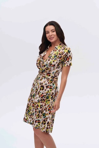 Leopar Çiçek Desenli Elbise Cnl Leopar