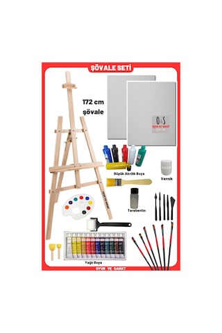 Lüks Resim Başlangıç Seti 3-şövale Şövalye , Tuval Tual Seti , Ressam Akrilik Yağlı Boya Seti