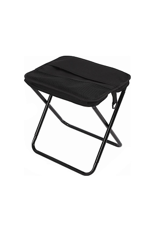 Moveevo Koyu Siyah Dışarıda Kullanıma Uygun Çekirdek Çelikli Katlanabilir Sandalye - X Şekilli Dayanaklı, 150 Kg Yük Taşıma Kapasiteli, 500g Hafif, Masa Boyutlu 26x23x26cm - Kamp, Balıkçılık, Yürüyüş İçin El Çantası Şeklinde Taşınabilir Siyah