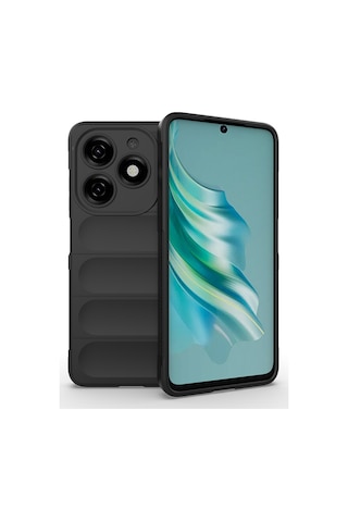 Mobilefix İnfinix Hot 40i Kılıf Esnek Tpu Oyuklu Arka Yüzey Tasarımlı Etnik Silikon Ka Siyah