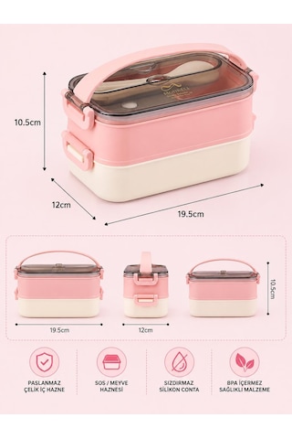 Vagonlife Vgn-465 Pembe 1500 Ml Kapasiteli 3 Bölmeli Çorba Kaseli Lunch Box Beslenme Kabı Çok Renkli