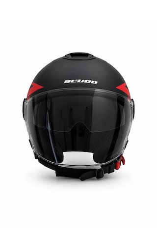 Scudo C2 Open Face Çene Açık Güneş Vizörlü Motosiklet Kaskı Ece 22.06 Sertifikalı Kırmızı/mat Siyah/beyaz Kırmızı - Mat Siyah