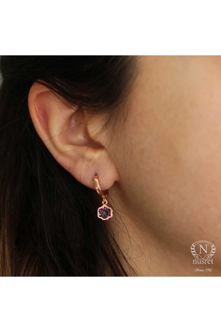 925 Ayar Gümüş Mistik Topaz Taşlı Çiçekli Küpe