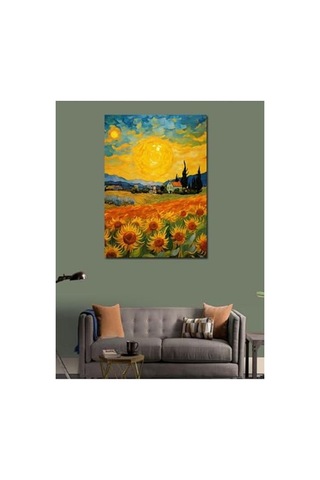 50x70 Cm Boyutunda Van Gogh Tarzı Ayçiçekleri Kanvas Tablo