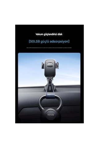 Cepini At-04 Araç Telefon Tutucu Güçlü Vantuzlu, 180 Katlanabilir Kol, 360 Dönebilir Braket Siyah