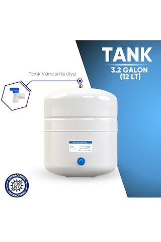 Su Arıtma Cihazı 12 Lt. 3,2 Galon Paslanmaz Metal Tank + Vana