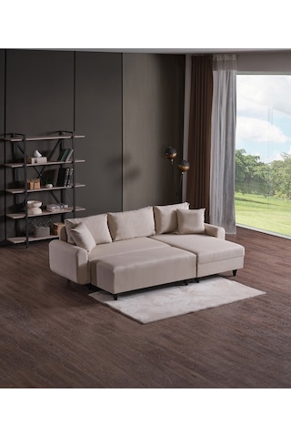 Kagu Corner Flavia Köşe Takımı Puflu Krem