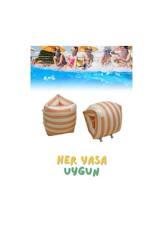 Çizgi Desen Turuncu Her Yaşa Uygun Yürüyen Kolluk, Şişme Deniz Havuz Yüzme Kolluğu, Yüzme Ekipmanları Turuncu