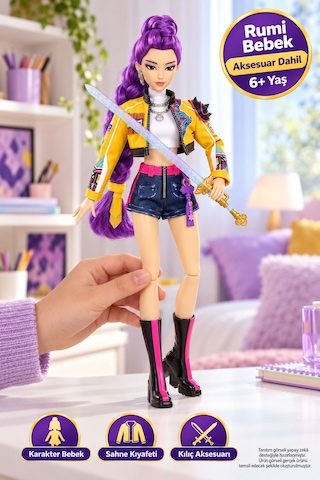 K-pop Demon Hunters Rumi How It's Done Bebek Huntr/x Saingeom Aksesuarlı - 29.2 Cm