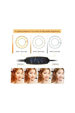 Led Ring Light Youtuber Stüdyo Işığı Akrobat Selfie Led Masa Lamba 3 Renk Işıklı 2in1 Telefon Tutucu
