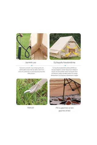 6 Kişilik Şişme Kamp Çadırı 4 Mevsim Deniz Çadır Oxford Kumaşlı P Bej