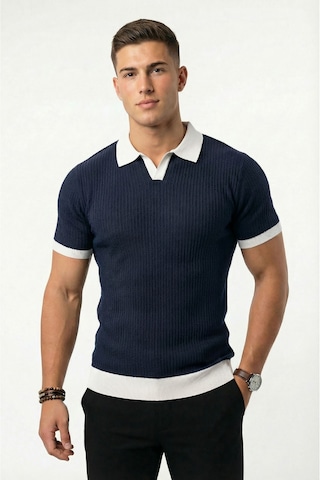 Sayzen Your Shine Sayzen Polo Yaka Çizgili T-shirt Mansum2601 Lacivert