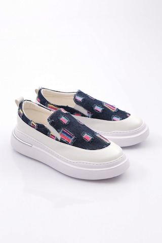 Dgn 057 Kadin Lastikli Sneaker Ayakkabi Mavi Kot Lacivert