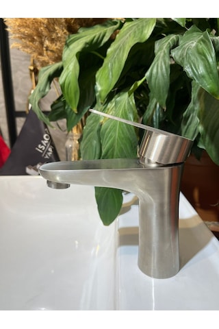 İsaoğlu Yapı Mat Krom İnox Lavabo Armatür Modern Tasarım Lavabo Bataryası Krom