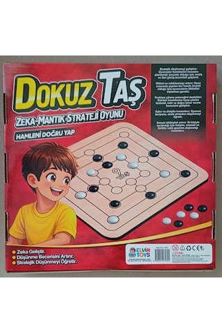 Ahşap Dokuz Taş Oyunu Kırmızı