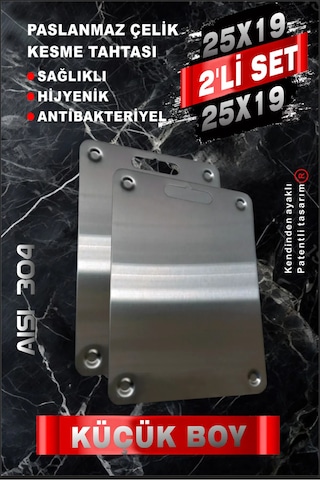 2 Adet Küçük Boy-paslanmaz Çelik Kesme Tahtası- Aayaklı-304