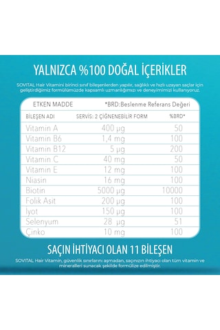 Sovital Hair Saç Vitamini 60 G