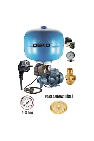 Deko Vqb60 24lt Paslanmaz Tanklı Otomatik Paket Hidrofor 2 Kat