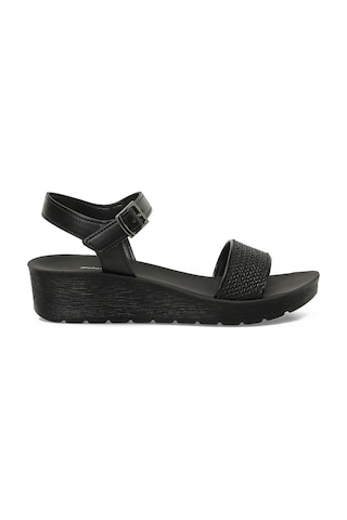 Polaris 409064.z6fx Siyah Kadın Dolgu Topuk Sandalet 000000000102251880 Siyah