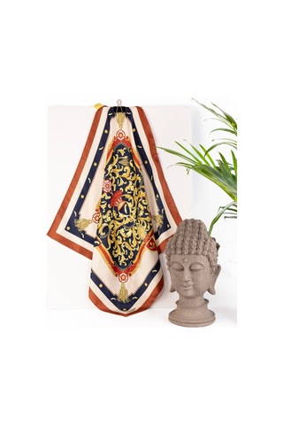 Inno 60x60 Cm Premium Saten Desenli Dikişli Fular Mor