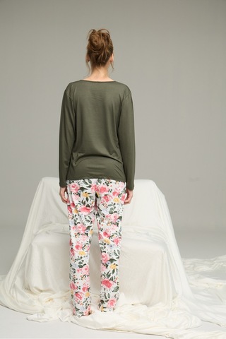 Siyah İnci Örme Pamuklu Pijama Takım25240204 Yeşil