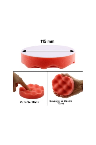 Oto Araç Araba Pasta Cila Polisaj Yumurta Ped Sünger 115 Mm Cırtlı Parlatıcı Çizik Giderici Parlatma Pet