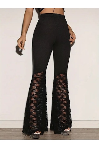 Gülsüm Aydın Kadın Yüksek Bel Dantel Detaylı Dalgıç Pantolon Siyah