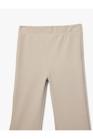 Koton İnterlok Viskon Karışımlı Slim Fit Normal Bel İspanyol Paça Tayt Bej 6skg40125ak Ekru