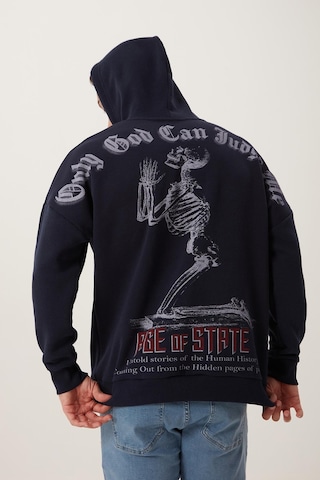 Polostate Erkek Ön Arka Age Of State Baskılı Sweatshirt Lacivert