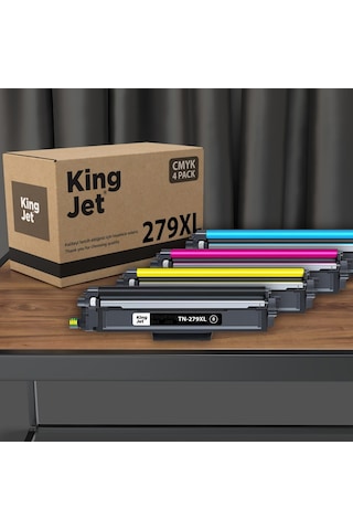 Kingjet Brother Uyumlu Tn-279xl Yüksek Kapasiteli 4 Renk Takım Uyumlu Toner Çipli Mfc-l3720cdw
